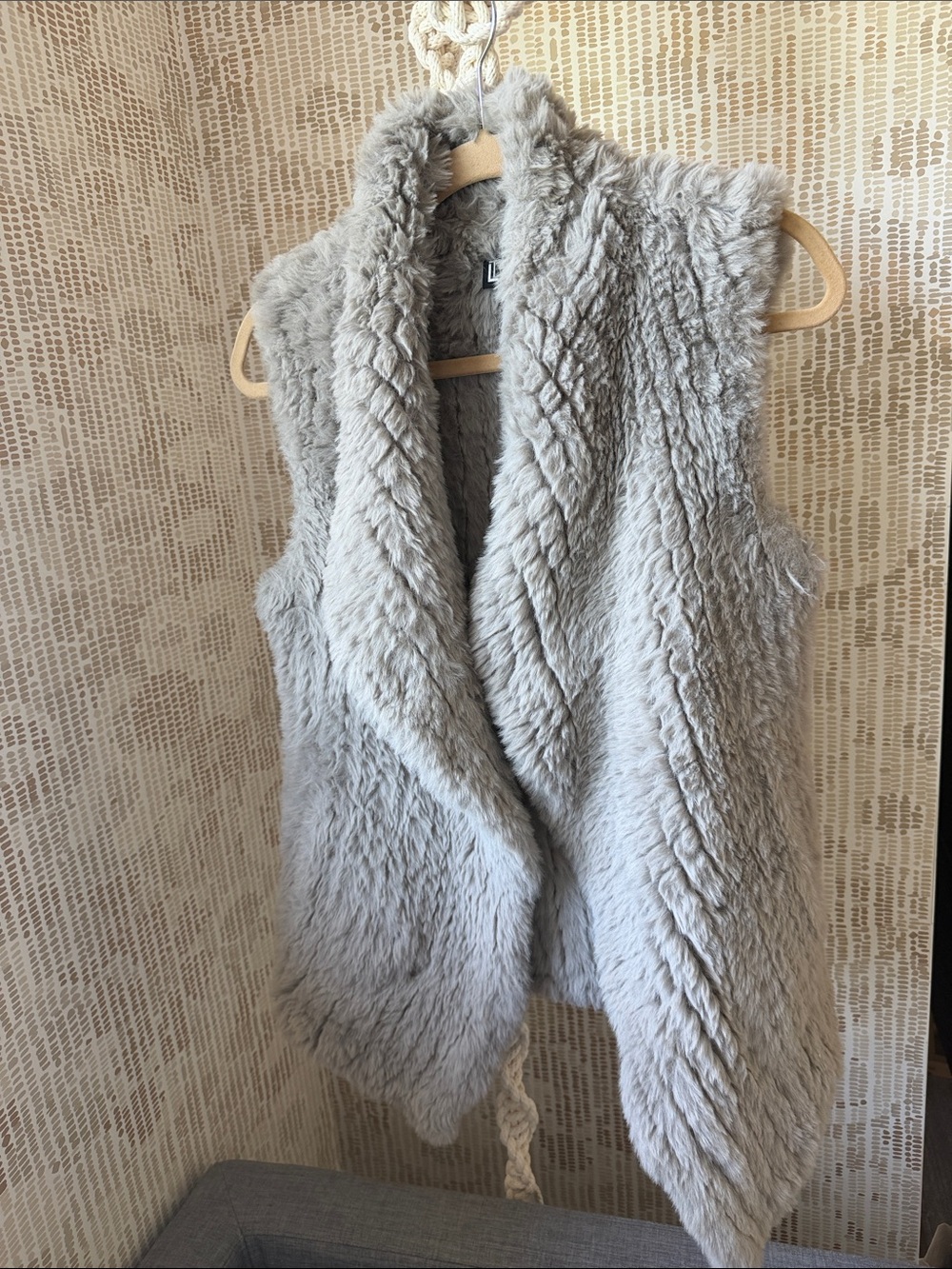 Love Token Light Gray Plush Faux Fur Vest